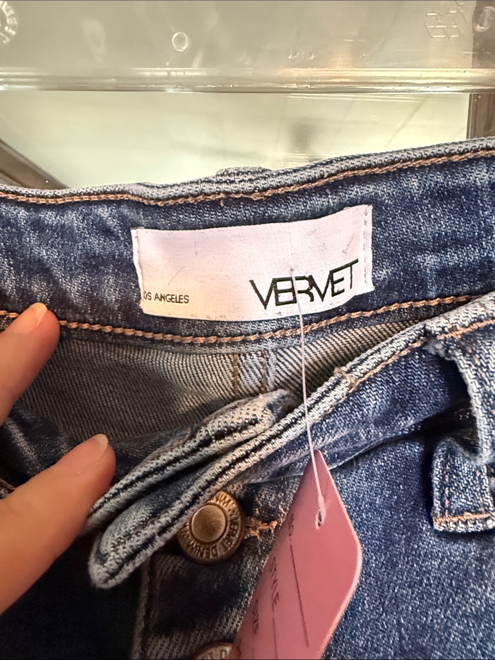 Vervet Flying Monkey Distressed High Rise Button Fly Denim Shorts M VT1041 Blue - Picture 2 of 5